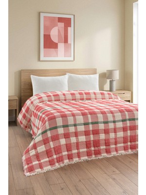 Quattro Home  Ekose Müslin Yorgan/yatak Örtüsü - Kırmızı