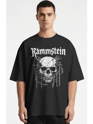 Sevbano Rammstein Rock Metal Müzik Grubu Baskılı Unisex Oversize Premium Tişört