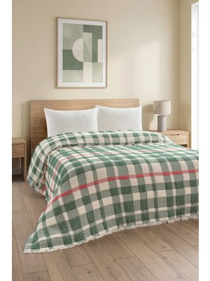 Quattro Home  Ekose Müslin Yorgan/yatak Örtüsü - Yeşil