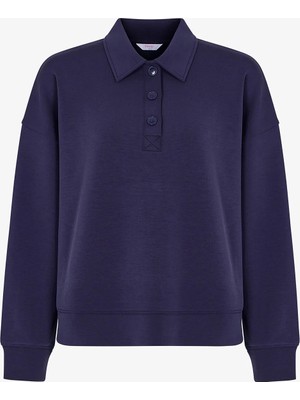 Penti Mavi Modal Polo Yaka Düğmeli Sweatshirt