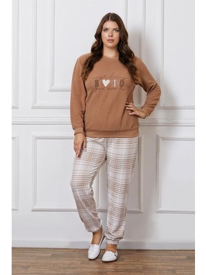 Flz Battal Büyük Beden Kışlık Uzun Kol Pijama Takımı Dowry B09-120