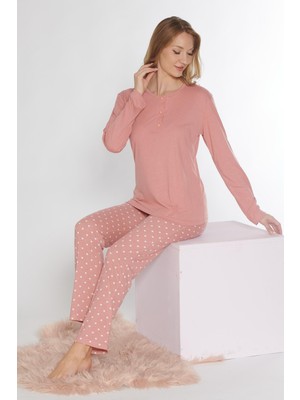 Kadın Uzun Kol Mevsimlik Patlı Pijama Takımı Dowry 09-241