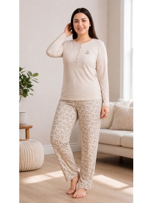 Flz Kadın Kışlık Viskon Pijama Takımı M L Xl Xxl | Uzun Kollu Boydan Düğmeli Şık Ev Giyimı B89-100