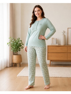 Flz Kadın Kışlık Viskon Pijama Takımı M L Xl Xxl | Uzun Kollu Boydan Düğmeli Şık Ev Giyimı B89-100