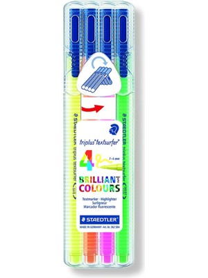 Staedtler 362 Sb4 Triplus Textsurfer Üçgen Highlighter Karışık Renk 4'lü Set Karışık Renk
