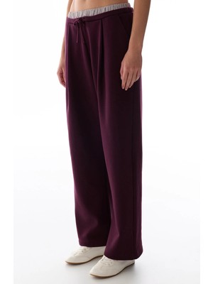 Penti Bordo Katmanlı Geniş Paça Pantolon