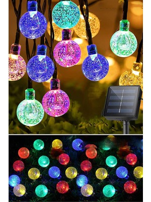 Empressco 50 LED 7 Metre Kristal Renkli Güneş Enerjili LED Işık Solar Bahçe Balkon Ağaç Lambası Aydınlatması