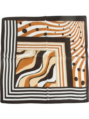 Zero Land Spt-Gld Benekli Desenli Zr Şifon Fular 50X50 cm Kahverengi