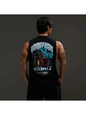Vanquish Dbs Goku Ssgss Black Oversized Sleeveless T Shirt