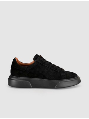 Harrow Siyah Hakiki Deri Kalın Taban Erkek Sneaker