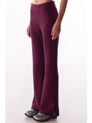 Penti Bordo Ipeksi Dokunuş Silky Touch Paça Detaylı Ispanyol Paça (Flare) Pantolon