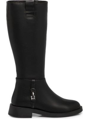 Tergan Siyah Hakiki Deri Kadın Casual Çizme - K25K1CM68355-A23