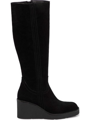 Tergan Siyah Hakiki Süet Deri Kadın Çizme - K25K1CM68330-A01