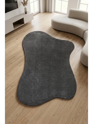 Colore Home Puffy Antrasit Amorf Taş Desen Peluş Halı Yumuşak Puf Stone Halı