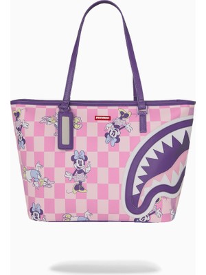 Sprayground Disney Minnie Daisy Check Desenli Köpekbalığı Detaylı Kadın  Tote Çanta