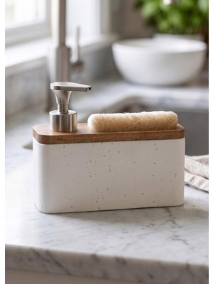 The Mia Travertine Süngerli Sıvı Sabunluk Beyaz 420 ml