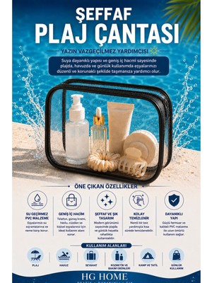 Hig Home Bej Su Geçirmez Şeffaf Plaj Çantası – Tatil Için Organizer