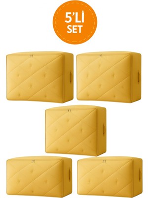 Hig Home 5\'li Set Mor Şeffaf Kapaklı Hurç – 28X32X15 cm Orta Boy Dolap Içi Kıyafet ve Havlu Düzenleyici