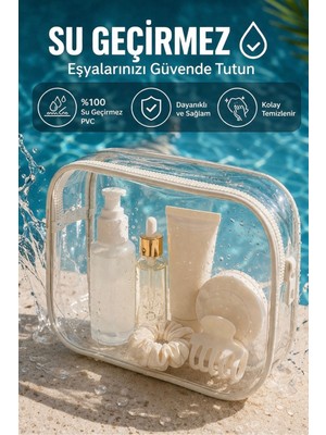 Hig Home Bej Su Geçirmez Şeffaf Plaj Çantası – Tatil Için Organizer