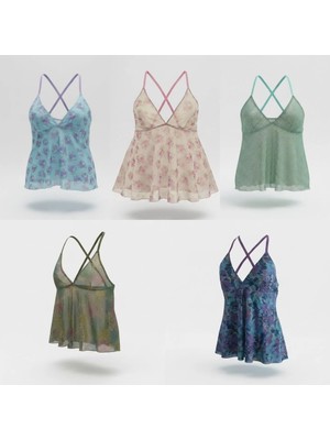 Bonbon Kadın Çeyizlik Bohçalık ve Hediyelik Transparan Tül 5'li Paket 5 Renk Babydoll BB2807