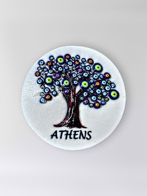 Mundy Athens ( Atina ) Polyester Kabartmalı  Magnet  Çap: 6,5 cm  – Dekoratif Hediyelik Buzdolabı Süsü  (KOD:1828)