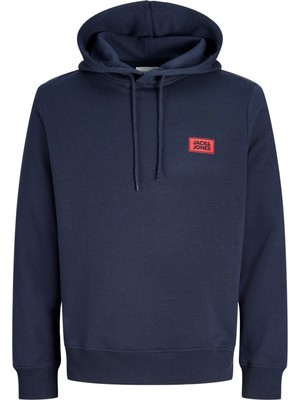 Jack & Jones Erkek Gögüs Baskili Regular Fit Kagüsonlu Sweatshirt - Rush