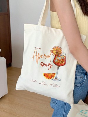 Designedfy Aperol Spritz Su Geçirmez Baskılı Bez Çanta, Tote Bag