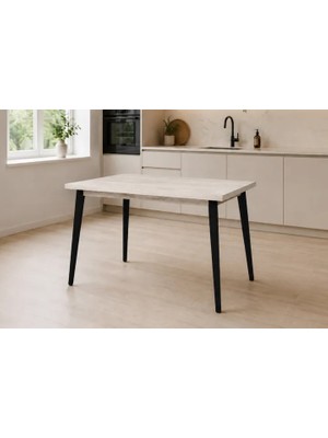 Vivense Avanos Mdf Sabit Mutfak Masası, 70X120 Cm, Bej Siyah