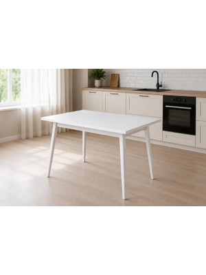 Vivense Avanos Mdf Sabit Mutfak Masası, 70X120 Cm, Beyaz Beyaz