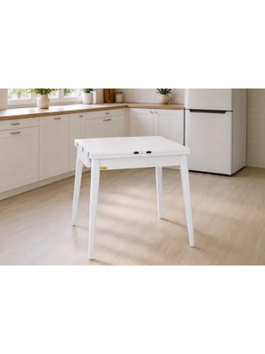 Vivense Avanos Ahşap Katlanır Kanatlı Mdf Mutfak Masası, Beyaz Beyaz