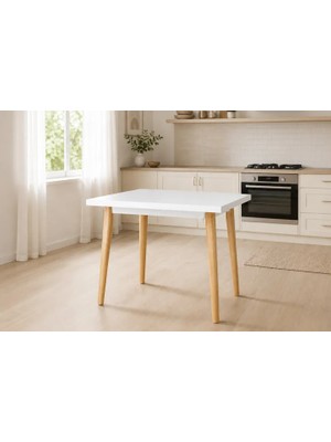 Vivense Avanos Mdf Sabit Mutfak Masası, 60X90 Cm, Beyaz Naturel