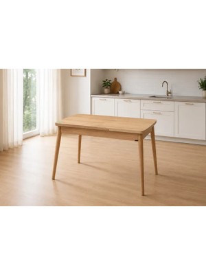 Vivense Avanos Ahşap Ayak Açılır Kapanır Mdf Mutfak Masası, 70X120+30 Cm, Naturel Naturel