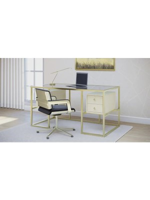 Vivense Trinity Metal Çalışma Masası, Gold