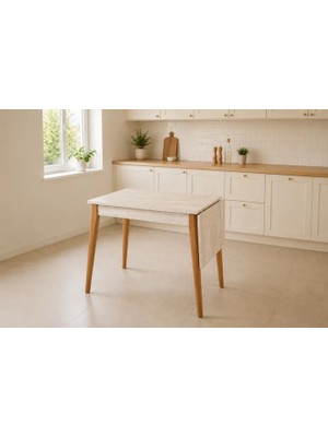 Vivense Avanos Mdf Katlanır Ahşap Mutfak Masası, 70X80 Cm, Bej Naturel