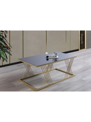 Vivense Vienna Orta Sehpa, Gold Metal Ayaklı, Füme Aynalı
