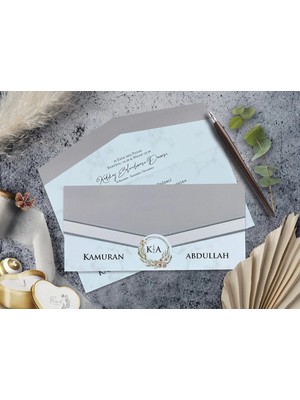 Zarf Düğün, Nikah, Nişan, Kına Davetiyesi (100 Adet)