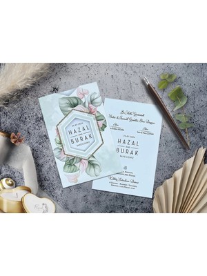 Düğün, Nikah, Nişan, Kına Davetiyesi (100 Adet)