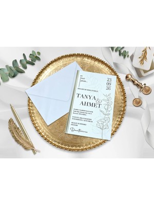 Düğün, Nikah, Nişan, Kına Davetiyesi (100 Adet)