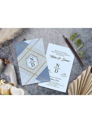 Düğün, Nikah, Nişan, Kına Davetiyesi (100 Adet)