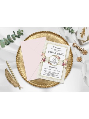 Düğün, Nikah, Nişan, Kına Davetiyesi (100 Adet)