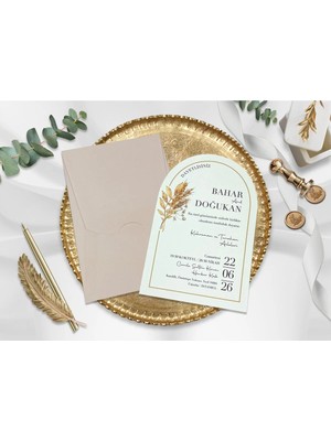 Oval Düğün, Nişan, Nikah Davetiyesi (100 Adet)
