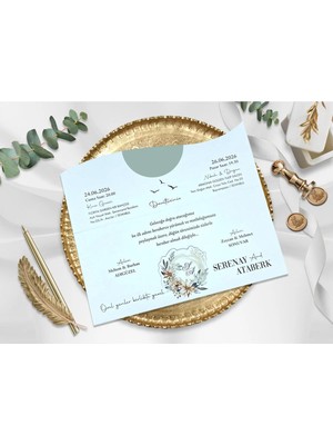 Zarf Düğün, Nikah, Nişan, Kına Davetiyesi (100 Adet)