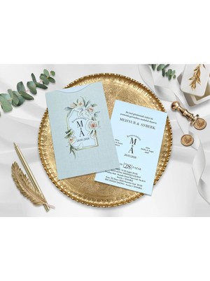 Düğün, Nikah, Nişan, Kına Davetiyesi (100 Adet)