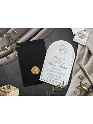 Altın Yaldızlı Oval Düğün, Nikah, Nişan, Kına Davetiyesi (100 Adet)