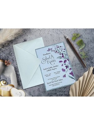 Düğün, Nikah, Nişan, Kına Davetiyesi (100 Adet)