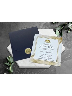 Taç Desenli Renkli Zarflı Sünnet Davetiyesi (100 Adet)