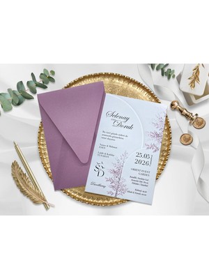 Düğün, Nikah, Nişan, Kına Davetiyesi (100 Adet)