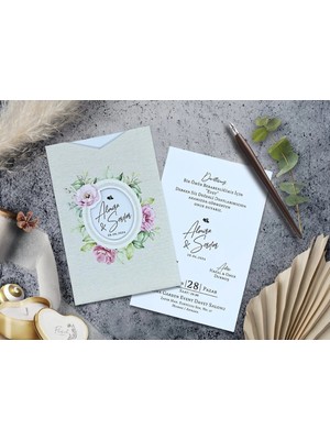 Düğün, Nikah, Nişan, Kına Davetiyesi (100 Adet)