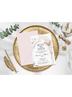 Düğün, Nişan, Nikah, Kına Davetiyesi (100 Adet)