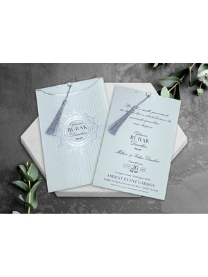 Bebek Mavisi Kabartmalı Sünnet Davetiyesi (100 Adet)